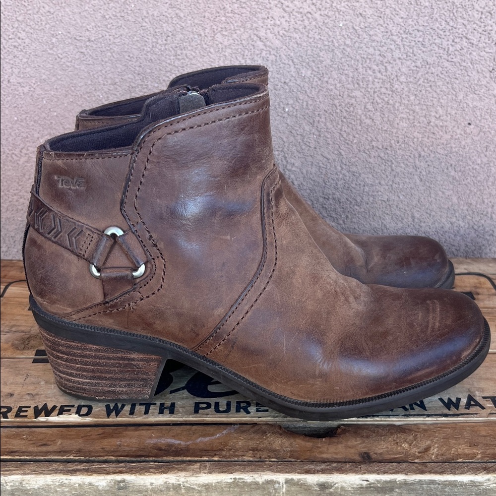 Teva Dark Brown Leather Ankle Booties